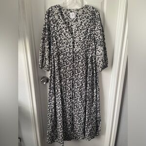 Hatch Black and White Floral Dress